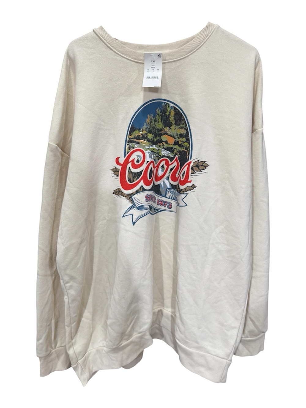 Coors Graphic Crewneck Sweatshirt in Off-White XXL NWT